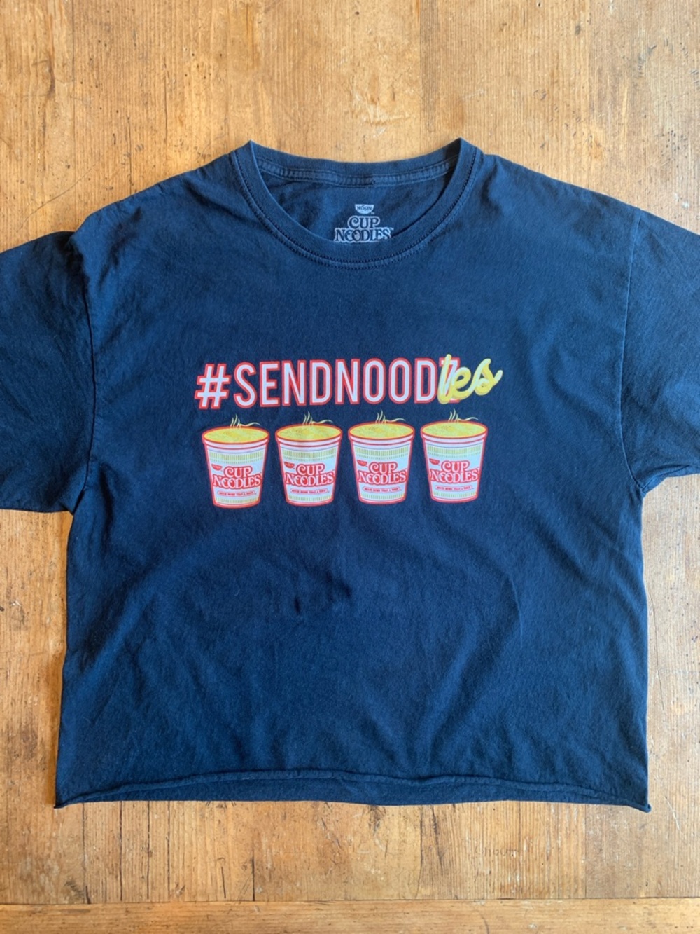Cup Noodles Black Graphic Crop Tee - #SENDNOODles